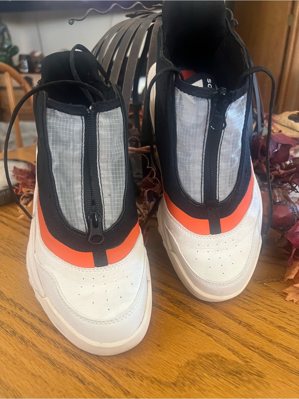 Sorel White, Navy Blue and Orange Zip-Front Ankle Booties